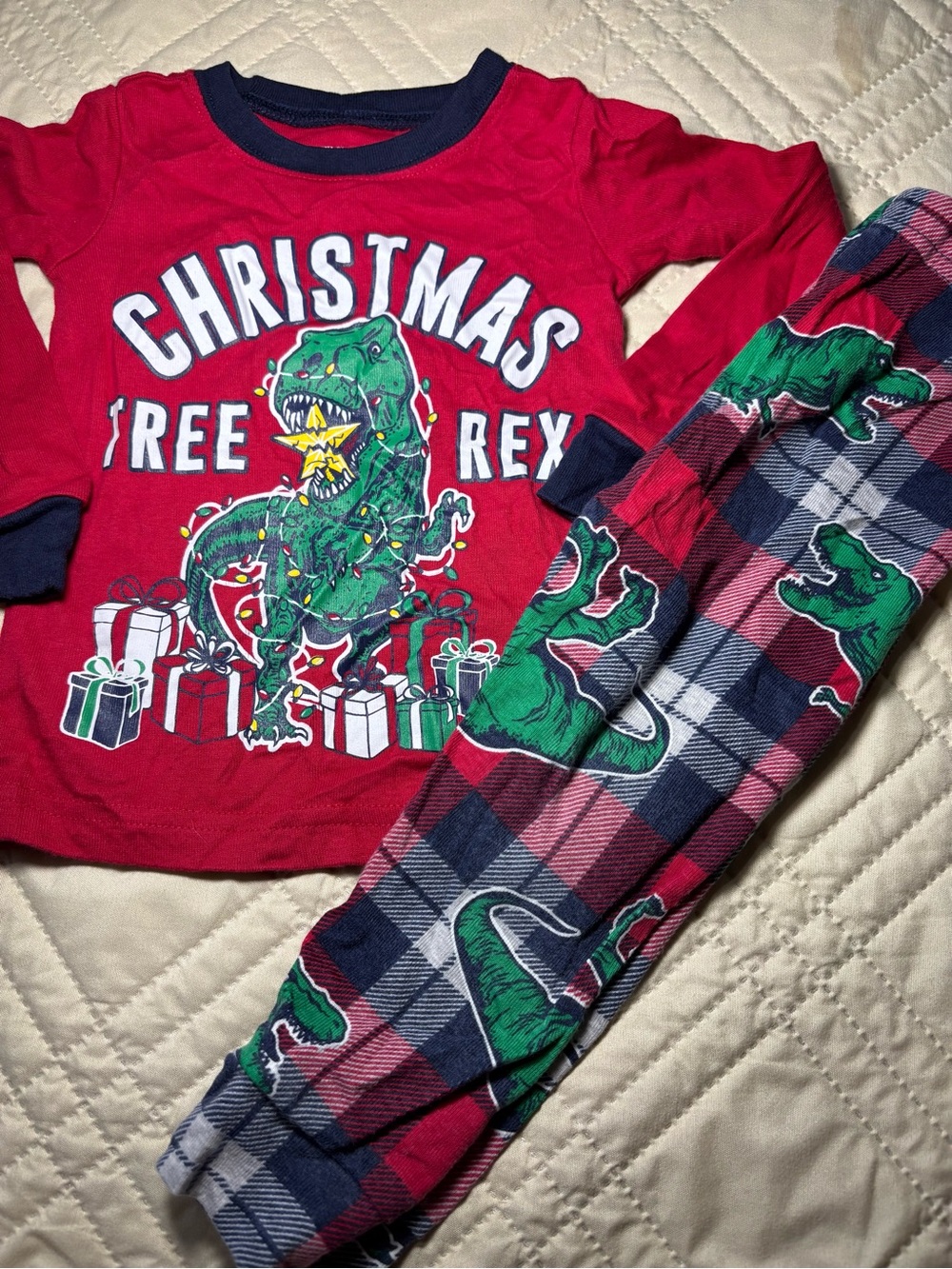 Children's Place 12-18M Tree Rex Christmas Pajama Set